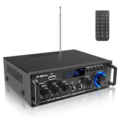 Amplifier Home Audio Stereo Receivers with Bluetooth 5.0,Receicer for Speakers Max 800W, 2.0 Channel Stereo Amplifier System for Home Speakers, Karaoke,Garage,Home Amp/USB/SD/RCA/MIC in