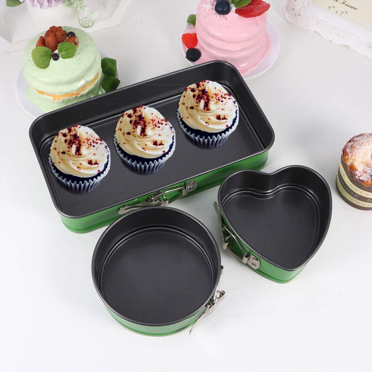 Factory Outlets Hemoton 3pcs Mini Springform Pan Set Heart Cheesecake Pans Round Cake Mold Diy Baking Bakeware For Chocolate Dessert Soap Green High Discount Www Seahorsesailingschool Com