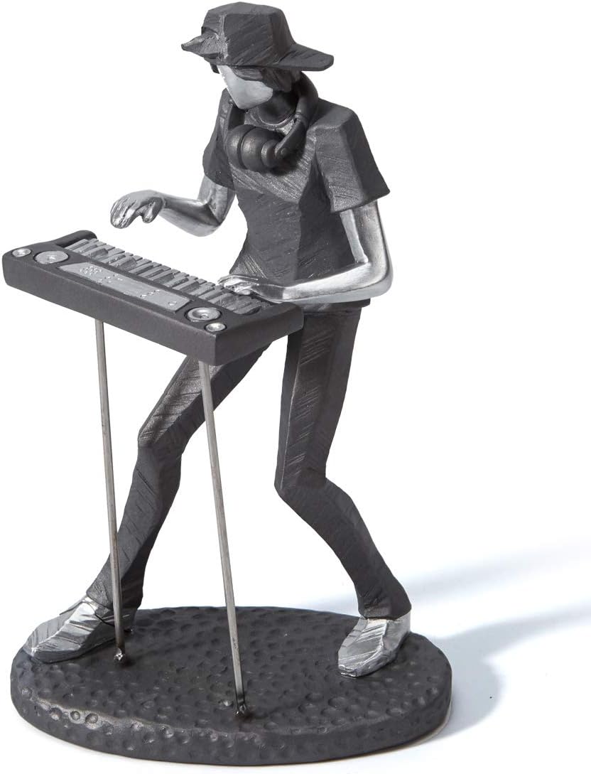 HAUCOZE Statue Figurine Musician Music Decor Rock Band Sculpture Piano Keyboard for Gifts Home Souvenirs Giftbox Resin 24.5cmH
