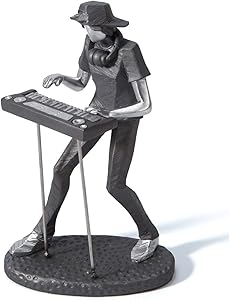 HAUCOZE Statue Figurine Musician Music Decor Rock Band Sculpture Piano Keyboard for Gifts Home Souvenirs Giftbox Resin 24.5cmH