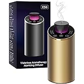 Waterless Essential Oil Diffuser Aromatherapy Scent Diffusers for Home Large Room, Bedroom, Car, Office, Desk, Battery Operated Mini Portable Air Freshener, 3 Countdown Timers & 3 Mist Levels, Gold