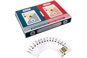 GEM POKER 100% Plastic Playing Cards, 2 Deck of Waterproof Poker Cards, Poker Size, Flexible Plastic PVC, Professional Playing Cards for Texas Hold’em Poker (Jumbo Index), Red & Blue