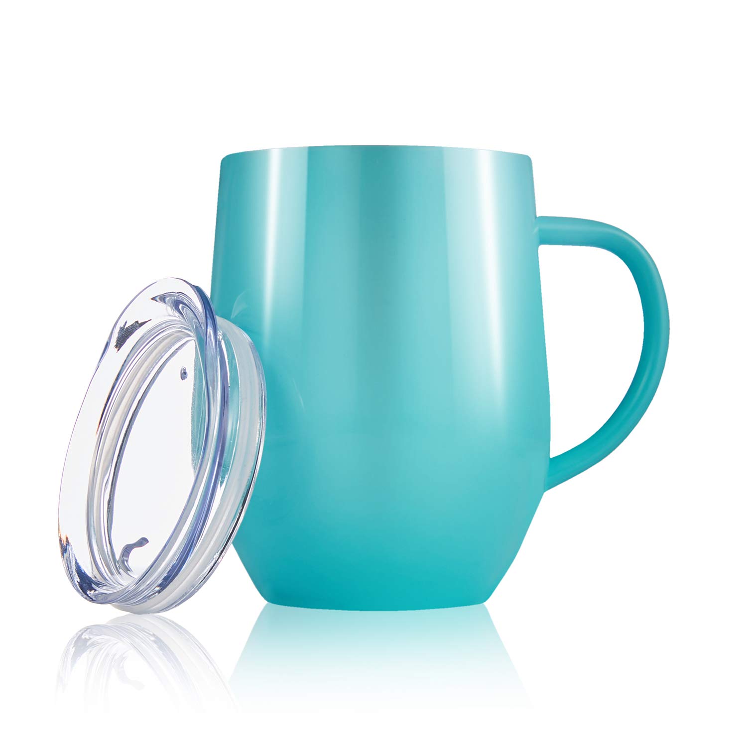 Insulated Wine Tumbler with Lid and Handle, Stainless Steel Insulated Stemless Glass Cup for Wine Water Coffee Drinks Champagne Cocktail at Home Party or Office, BPA Free