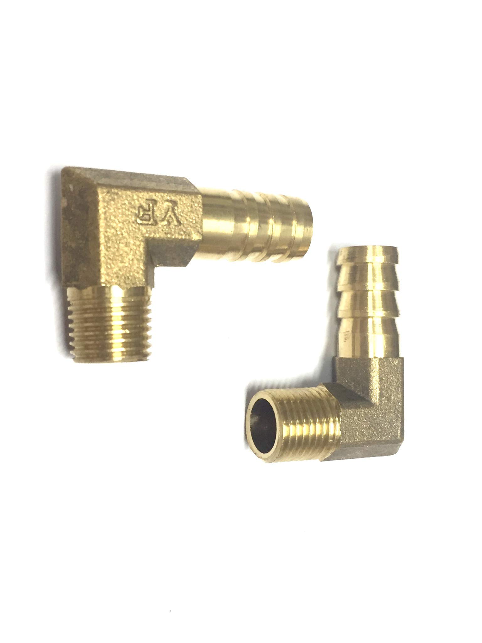 VEDA 2pecs 90 Degree Elbow 12mm to 1/4" BSP Thread Solid Brass Hose Tail Connector Barbed to BSP Male Thread. Pond/Pool/Hose Pipe Adapters