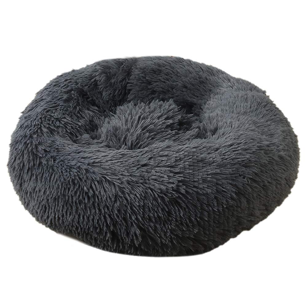 WINS Dog bed plush medium donut cat bed pet cushions cat marshmallow bed fluffy dog beds mattress washable Dark gray