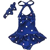 Jastore Girls Swimwear One Piece Swimsuits Beach Wear with Headband