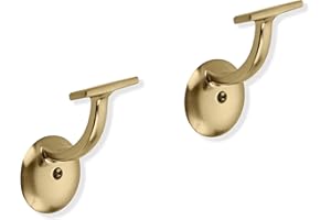 ZAUYX 2 Pack Brushed Gold Handrail Stair Brackets Stair Heavy Duty Stair Brackets Support Handrail Brackets for Stairways
