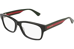 Gucci Rectangular Eyeglasses GG0343O 007 Black/Green/Red 57mm 0343