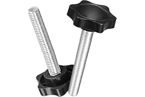 msiori 2 Pack Black 8mm(M8) x 60mm Thread Replacement Star Hand Knob Tightening Screw, Screw-On Clamping Star Knob Handle