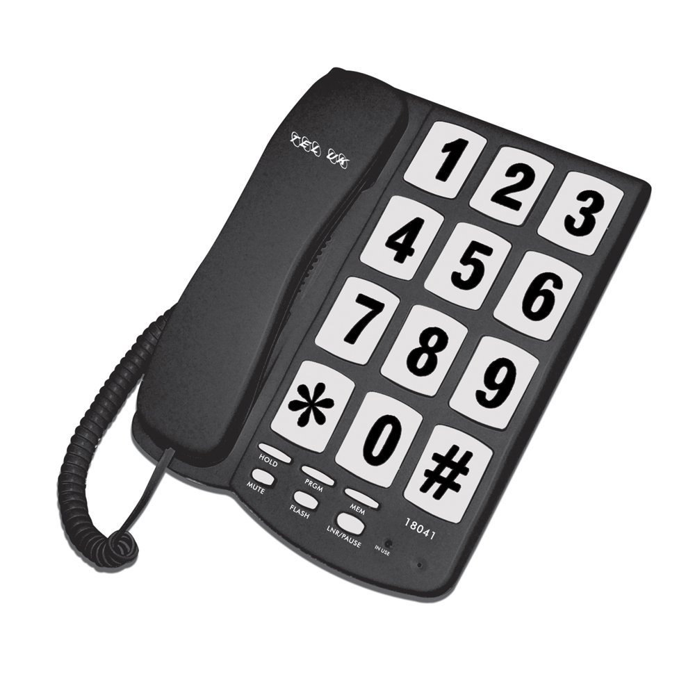 TEL UK New Yorker Big Button Corded Telephone - Black