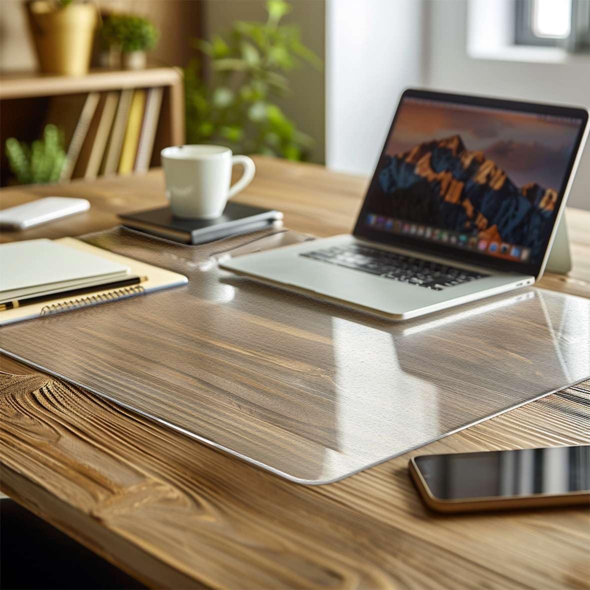 Frosted Desk Mat, Non-Slip PVC Protector Mat, Heat Resistant & Waterproof Table Protector - Round Edge, 70x40cm (2.3x1.3ft)