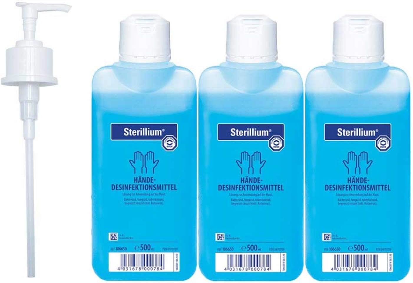 3x500 ml Sterillium hand washing hand sanitizer fungicidal + 1 dosing pump disinfectant Saving set