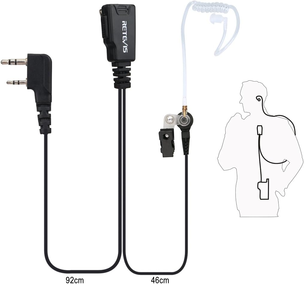 Retevis Walkie Talkie Earpiece 2 Pin Acoustic Tube Security Headset Compatible with Two Way Radio RT24 RT22 RT27 RT21 RT619 Baofeng UV5R BF-888S eSynic Olywiz Kenwood HYT WOUXUN (5 Pcs) - Image 3