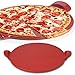 Pizza Stone Plus Cutter and Rolling Pin by Chefcoo™ 15 Inch Red Ceramic Glaze - Professional Baking Cordierite Stone with Handle for Oven, Broiler, Gas, Charcoal Grill - Safe Up to 315°C