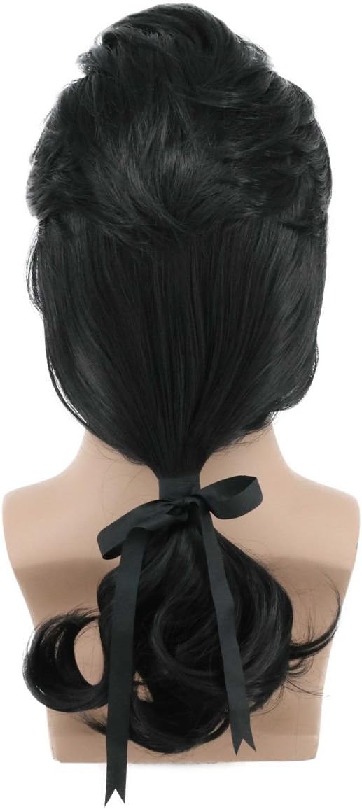 Karlery Men Long Wave Black Gaston Colonial Wig Halloween Costume Cosplay Wig, 24 inches - Image 5
