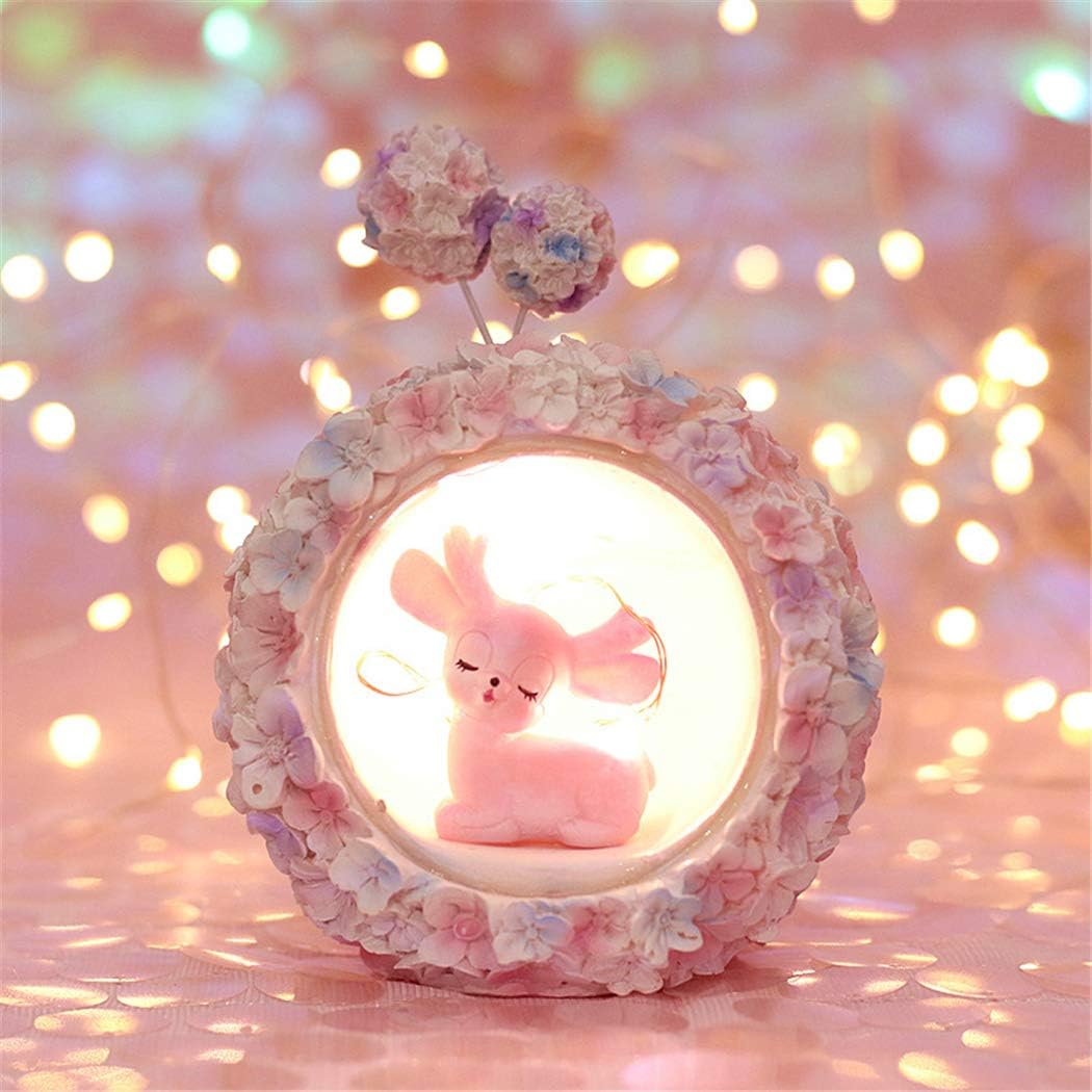 FeiWen Night Light For Girls Room Hydrangea Girl Heart Night Light Birthday, Valentine, Fawn, Small - Image 5