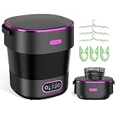 JUJOJB Portable Washing Machine, Folding 20L Mini Washer and Spin-Dryer | 3 modes with deep cleaning. Compact for apartments, dorms, home, RV, and travel. For small clothes and delicates. Black.