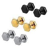Unique Hexagon Stainless Steel Stud Earring Men