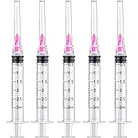 50 Pack 3ml/cc Disposable Luer Lock Lab Syringes with 18Ga 1.5 Inch Needle , Individually Sealed Packed