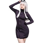 C-ZOFEK Women's US Size Anime Cosplay Female Costume Purple Dress with Glasses for Halloween