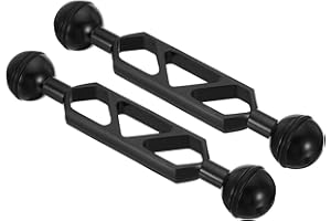PATIKIL 6" Double Ball Extension Arm, 2 Pack Aluminum Alloy Ball Head Arm Underwater Lighting System Connector for Strobe Vid