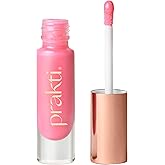 Prakti KhushiKiss Nourishing Lip Oil in Luscious Lychee, Hydrates & Plumps Lips, High-Shine Finish, with Hyaluronic Acid & Peptides, 0.17 oz