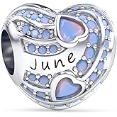 EHEG Birthstone Charms Love Heart Charm for Women Bracelets and Necklaces 925 Sterling Silver with 5A Cubic Zirconia,Birthday Jewelry Gifts Women