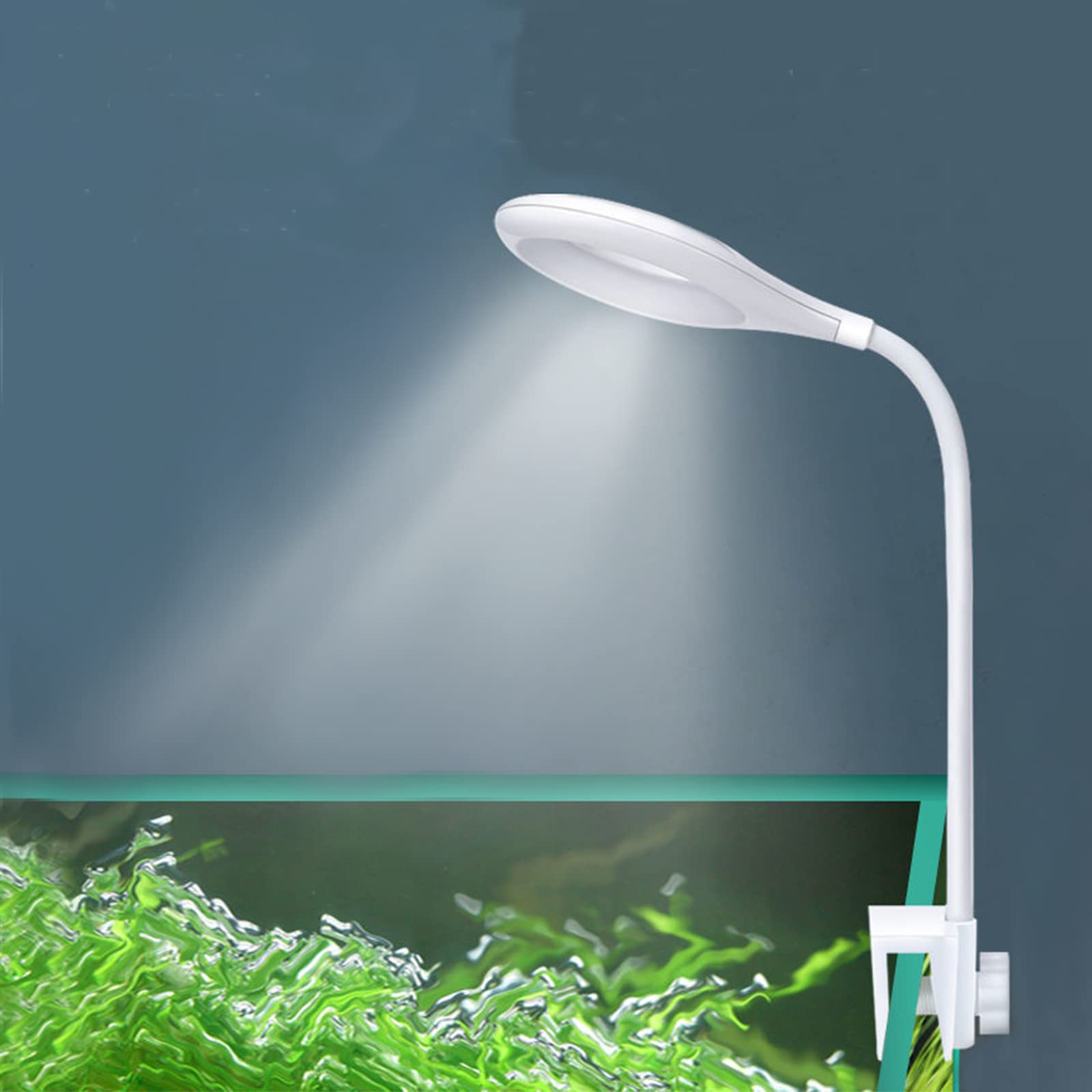 BigTron Full Spectrum Aquarium Light,Oval Mini USB 22 White LEDs Aquarium Light with Adjustable Screw for 4mm-14mm Thickness,360 Degrees Turn Arbitrarily for Fish Tank