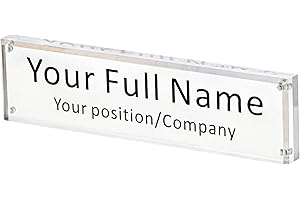 IEEK Acrylic Desk Name Plate for Office,Clear Acrylic Block Nameplate Double Sided Desk Name Plate Holder Business Desk Sign Holder, DIY Your Personalized Name for Desk,2.5x10 Inch