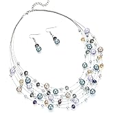 Errally Layered Pearl Beaded Necklaces for Women Multi Layered Pearl Choker Necklace Boho Jewelry for Women Gifts for Mom