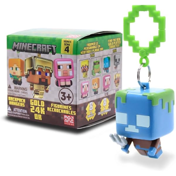 Portachiavi Ufficiale Minecraft Con 4 Ciondoli: Maiale, Creeper, Piccone E Cubo Di Terra - 2