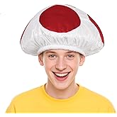 JEGERMIG Halloween Toad Mushroom Hat White with Red Spots Gaming Cosplay Costume Accessory for Adult