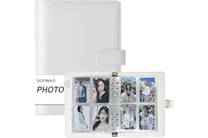 DONBAO A5 Kpop Photocard Binder, 6 Ring Binder Collector’s Album with 240 Card Slots, PU Leather Binder Cover for Organizing K-Pop, Trading Cards, Game Cards & Memorabilia (White)