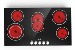 VBGK Electric cooktop 36 inch,240V 8600W 36 inch Induction Cooktop,Built-in and Countertop Electric Stove Top,Knob Control 9 Heating Level Timer & Kid Safety Lock