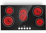 VBGK Electric cooktop 36 inch,240V 8600W 36 inch Induction Cooktop,Built-in and Countertop Electric Stove Top,Knob Control 9 Heating Level Timer & Kid Safety Lock