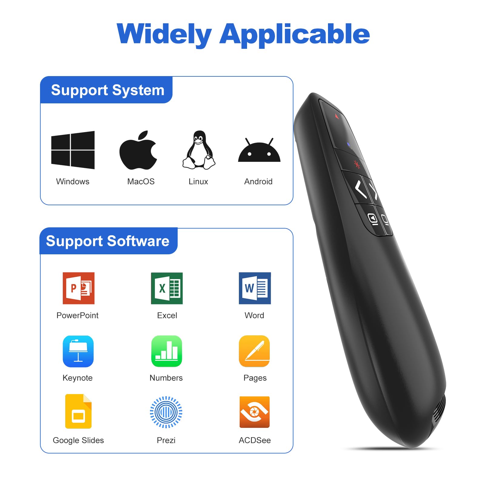 Presentation Clicker with Case Storage: Wireless Presenter Remote: Red Laser Pointer Computer Clickers, USB C PowerPoint PPT Clicker for Mac Laptop, Slideshow Google Slide Advancer