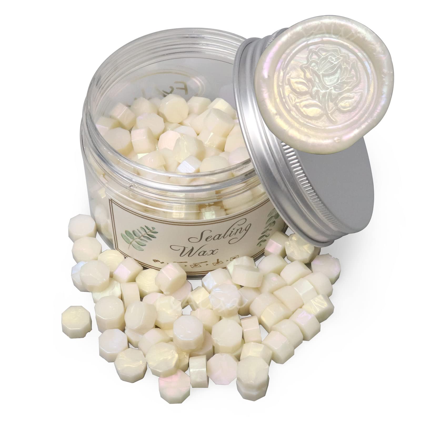 Fsalisa 200pcs Octagon Wax Seal Beads for Stamps - Perfect for Christmas Cards, Envelopes, Wedding Invitations, Wine Packages, Letter Sealing (Colorful White)