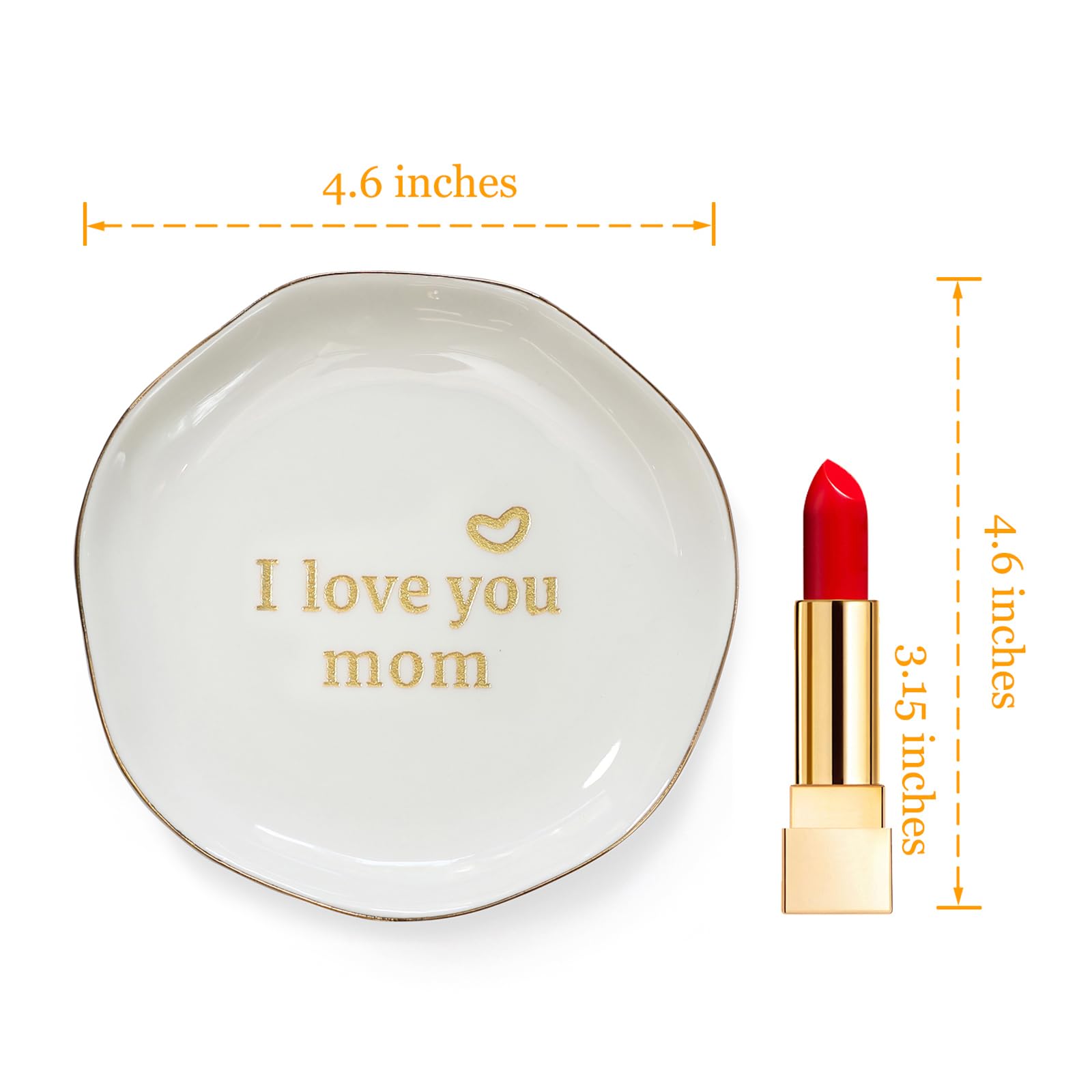 HOME SMILE I Love You Mom Ring Dish Jewelry Tray-Mother's Day Birthday Gifts for Mom-Best Gifts for Mother Who Have Eveything-Valentine's Day for Mum Unique