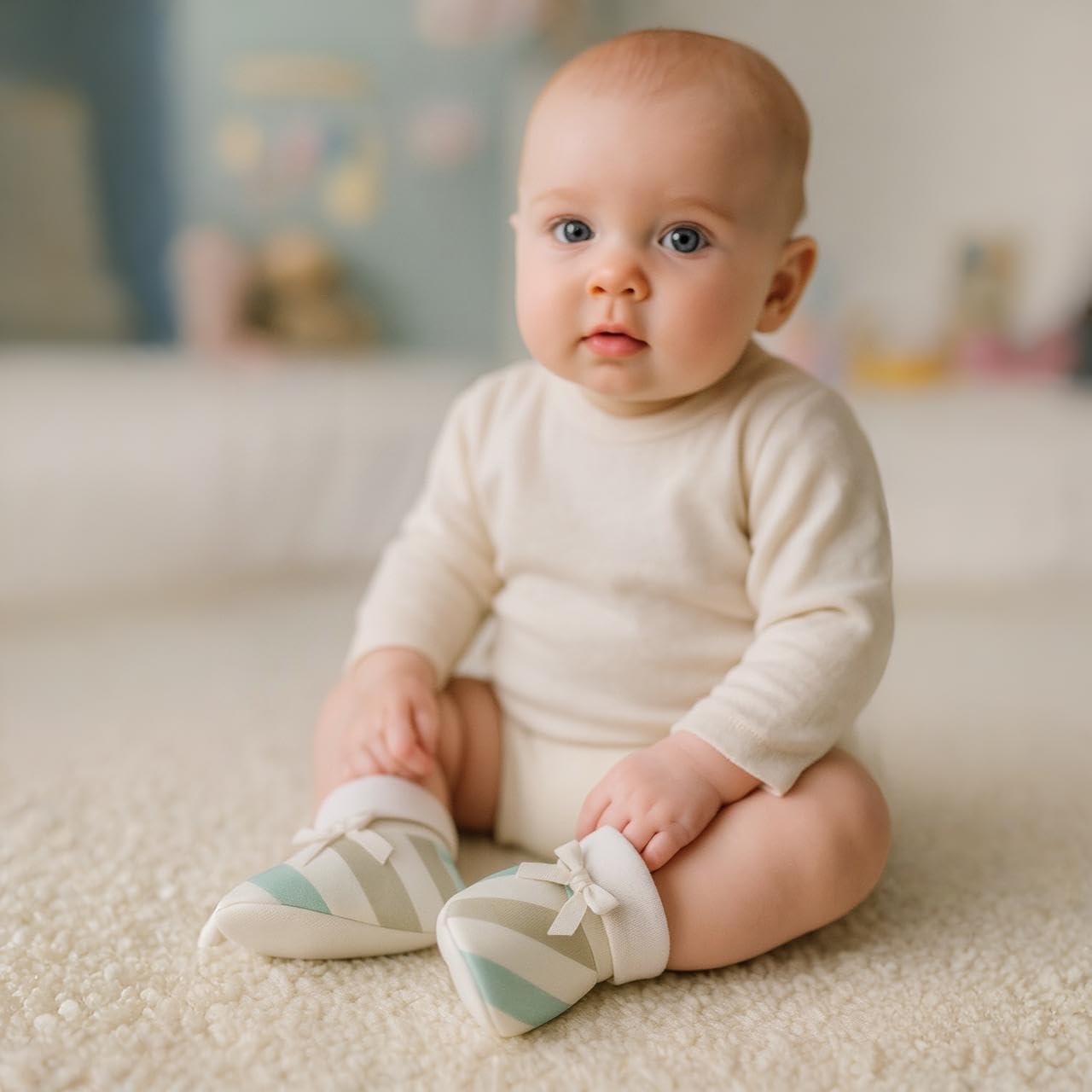 Adhigams Baby Booties Set | Soft Cotton Baby Booties with Comfortable Terry Base for Gentle Support, Cute & Durable Footwear Designed for Regular Use and Easy Comfort | Pack of 1 (0-3 Months) 4