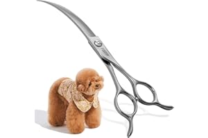 FOGOSP Professional 45°Curved Grooming Scissors for Dogs 6.5 in Big Arc Curved Shears for Professional Groomer Japan VG10 High-carbon Steel Right Hand Matte