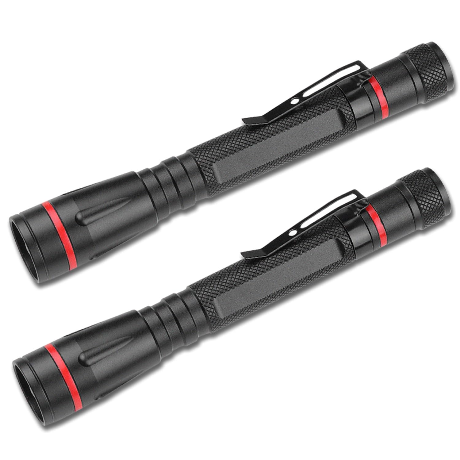 2 Pack Mini Flashlight 3 Modes - Small Flashlights LED High Lumens Pen Light with Clip, Zoomable, Portable Pocket Compact Torch for Camping, Emergency, Inspection