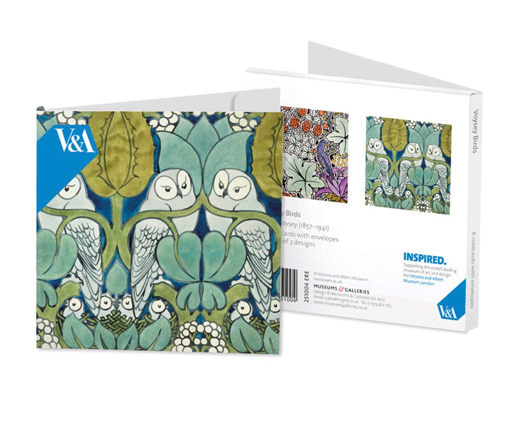 V&A Voysey Birds Set of 8 Art Notecards Wallet (12.3 x 12.3 cm)