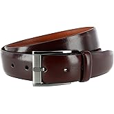 Trafalgar Men's Matteo 35mm Feather Edge Leather Dress Belt with Italian Buckle