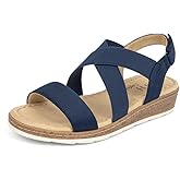 VJH confort Women's Flat Sandals Comfort Slip-on Elastic Ankle Strap Slingback Light Weight Casual Walking Sandals
