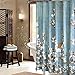 Uphome Beautiful White Cherry Blossom Bathroom Shower Curtain - Blue Waterproof Polyester Fabric Decorative Bath Curtain Designs (71