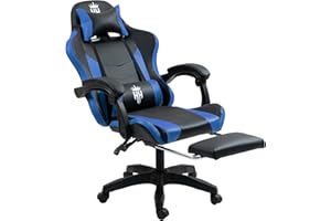 Gaming Chair with Footrest Ergonomic Computer Chair for Adult, Adjustable Headrest, Lumbar Pillow, Large Size Reclining Gamin