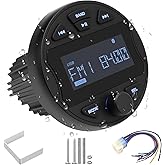 Marine Boat Stereo Receiver, Waterproof Boat Stereo Radio System, Marine Digital MP3 Player, No CD Player, 3" LCD Display, AM/FM Radio, USB Port, BT, AUX Subwoofer for Boat ATV UTV Off-Road Vehicles