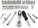 LUOWAN 46 Piece 1/4 Inch Drive Socket Set Ratchet Wrench Kit 4-14mm CV Sockets view 4