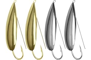 QualyQualy Weedless Spoon Fishing Lures for Saltwater, Minnow Fishing Spoon Hard Bait for Redfish Bass Tourt Northern Pike, 4PCS