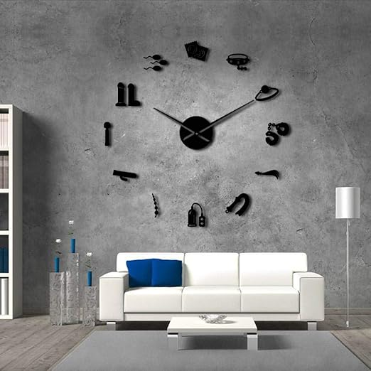 Djkaa Tienda Sexual Vector Diy Reloj De Pared Gigante Erotico Arte De Pared Intimo Juegos De Papel Obra De Arte Reloj Moderno Reloj De Pared Hogar Salon Decoracion 47 Inch Amazon Es Hogar